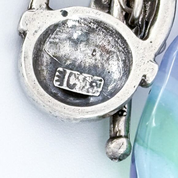 Dichroic Glass Pendant Necklace | Sterling Silver 925 | Colorful Artisan | 16.5" - Picture 5 of 8